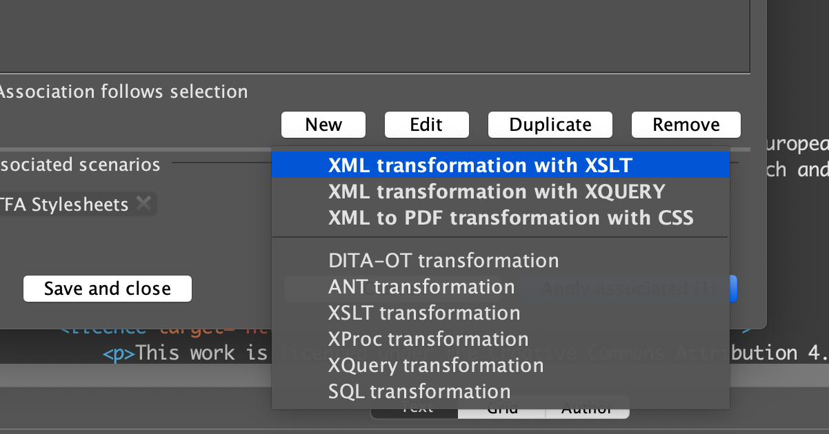 Click on XML transformation with XSLT